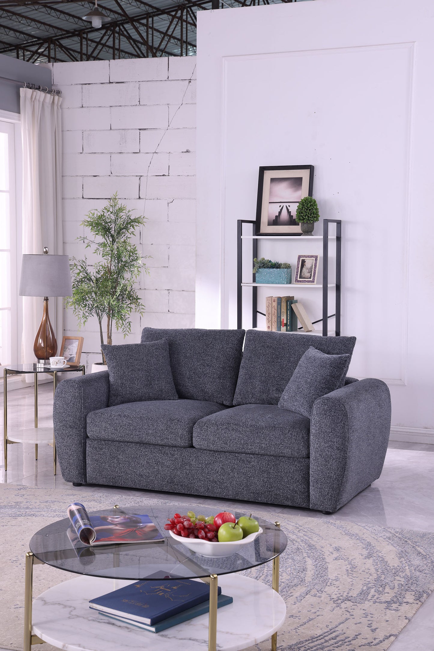 Modern Minimalist Gray Sofa - 2-Seater Medium-Soft Comfort