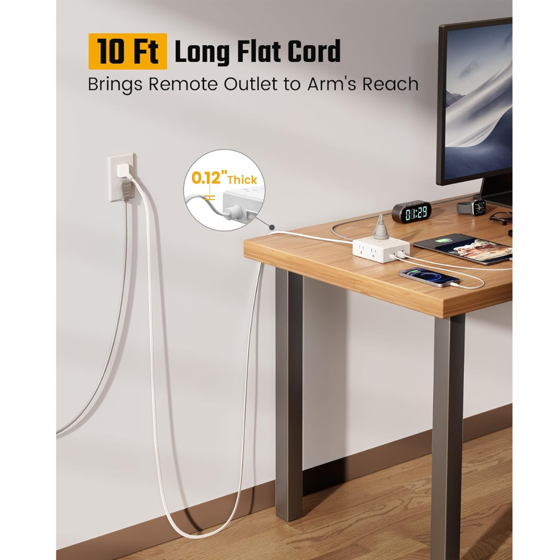 10Ft Surge Protector Power Strip with 8 Outlets & 4 USB Ports