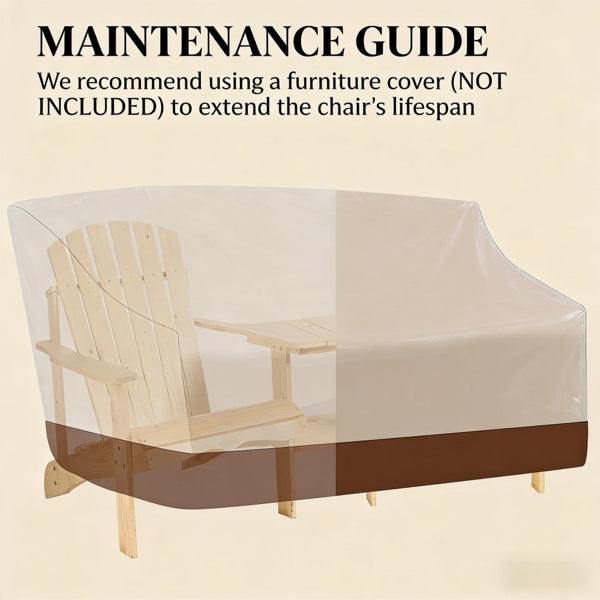 Double Adirondack Chair Set with Table - Natural Fir Wood