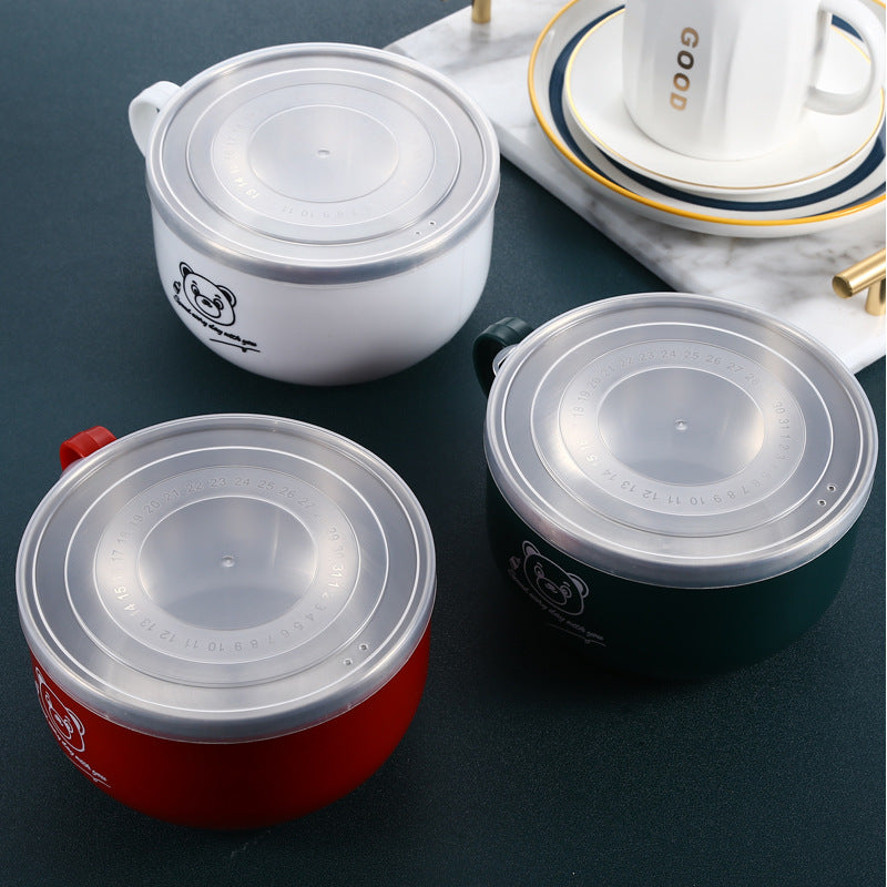 Stainless Steel Instant Noodle Bowl with Lid - Large Capacity, Portable Lunch Box for Adults
