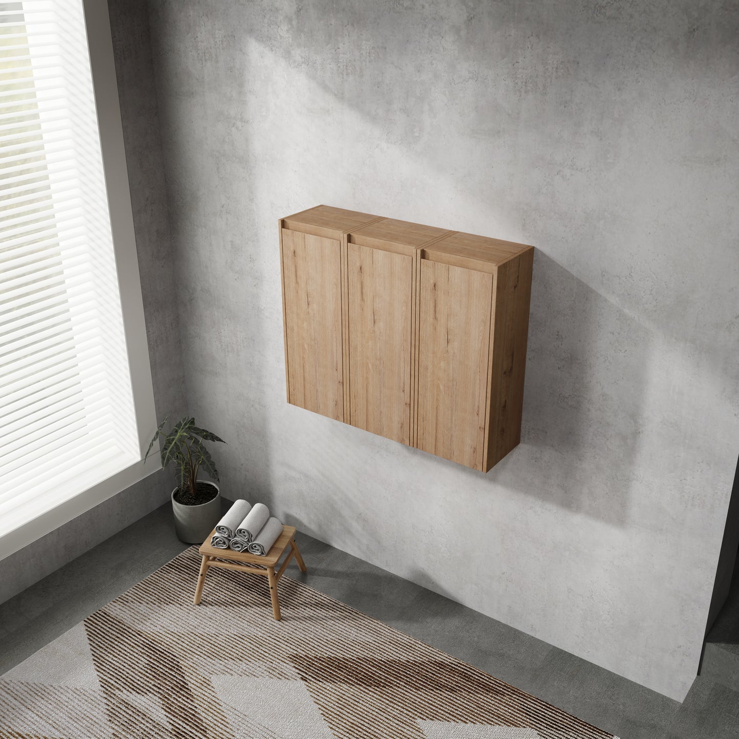 36 Bathroom Side Cabinet, 3-Soft Close Doors, Float Mounting Design,