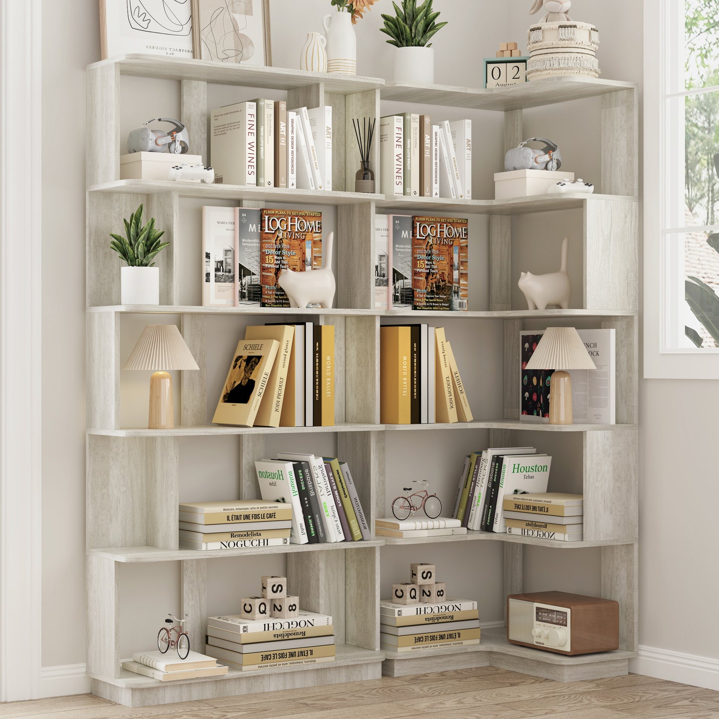 Set Of 2 Free Combination Bookcase Space Saving Corner Bookshelf 55cm