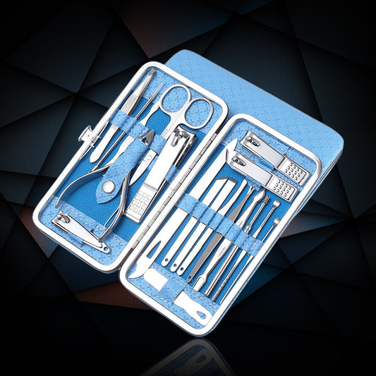 19-Piece Professional Manicure and Pedicure Grooming Set - Blue
