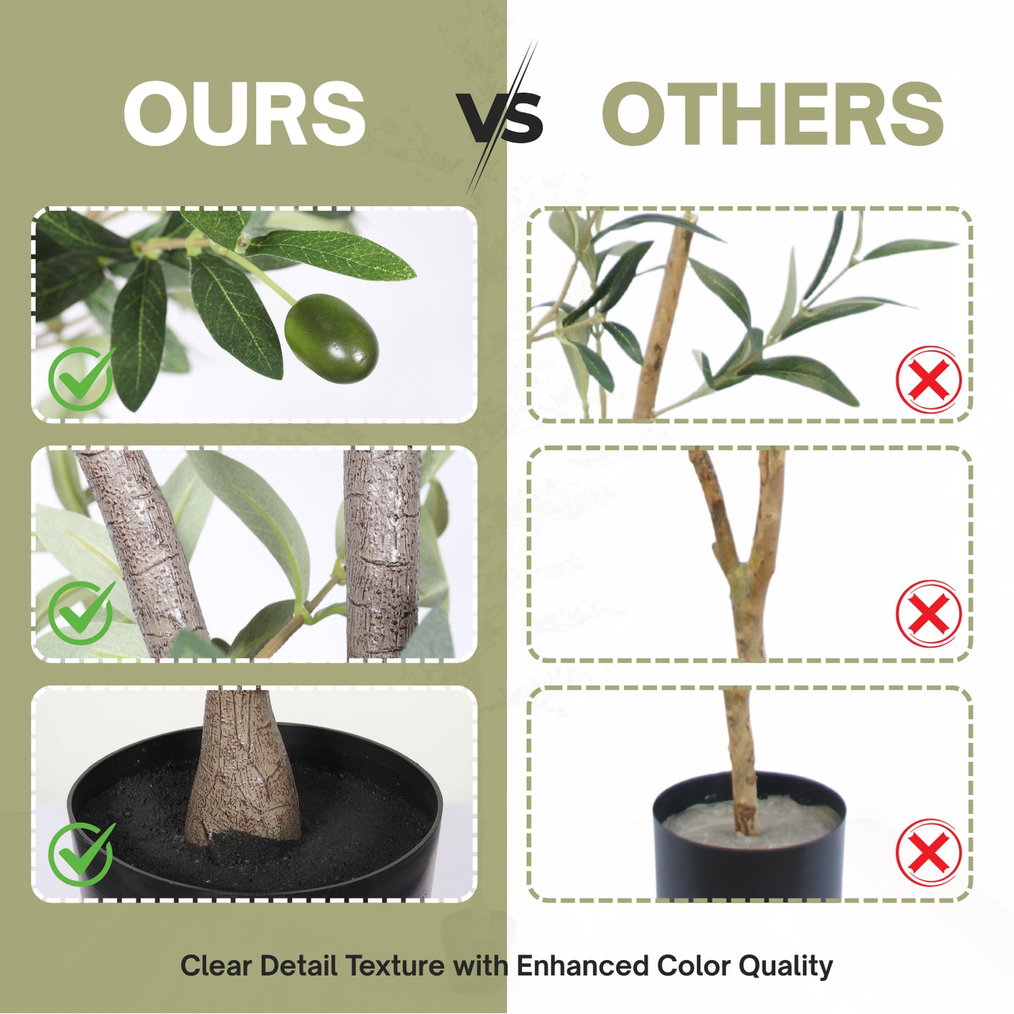 6FT Artificial Olive Tree in Black Pot - Green Leaves