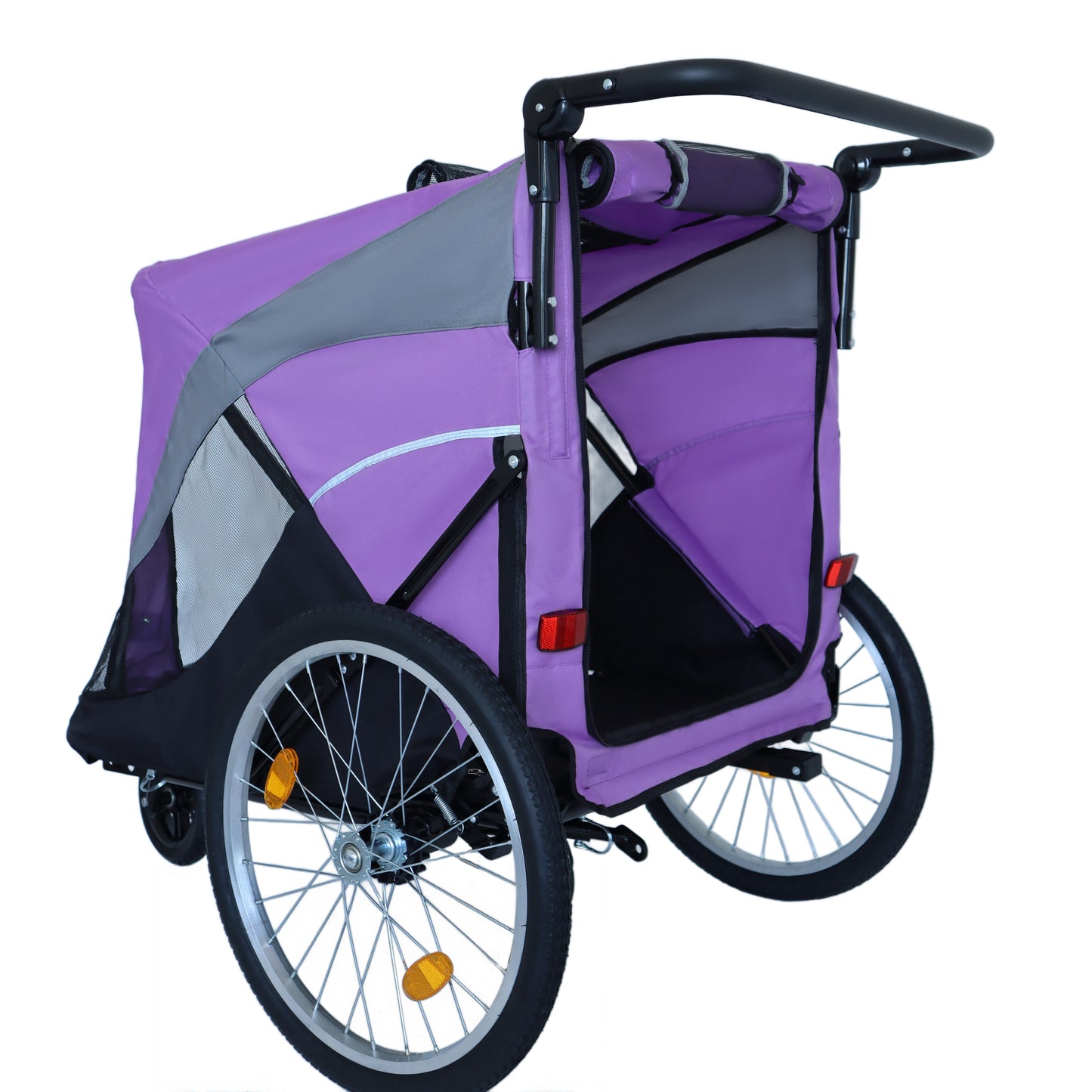2-in-1 Pet Bike Trailer & Push Cart with Detachable Hitch - Holds Up to 100 lbs