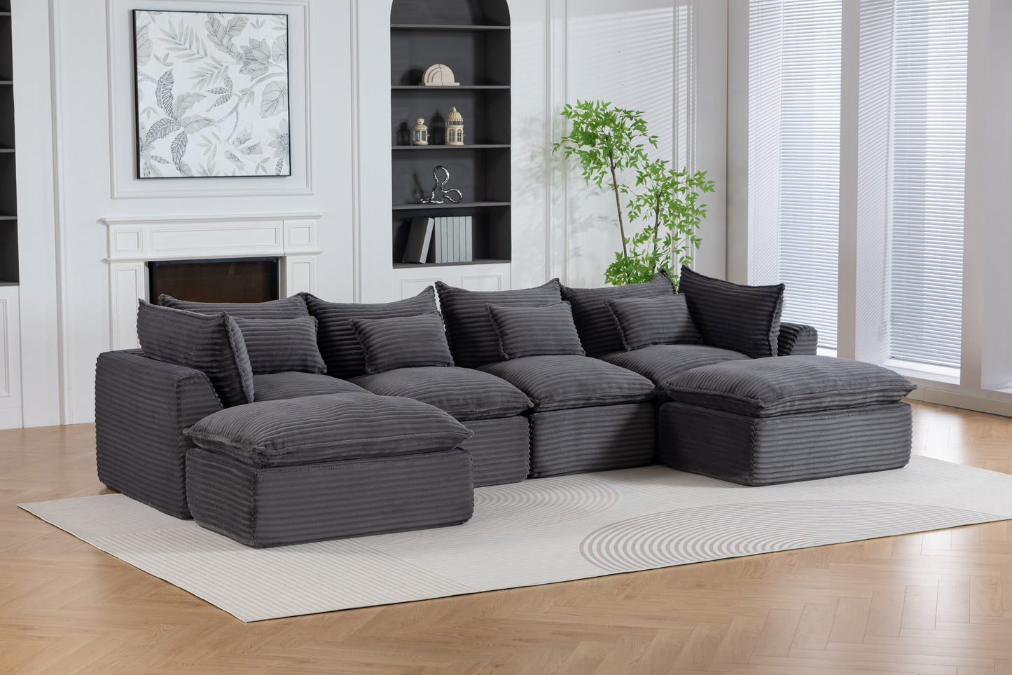 Oversized Modular Sectional Sofa - 129.8" Wide, Antique Grey