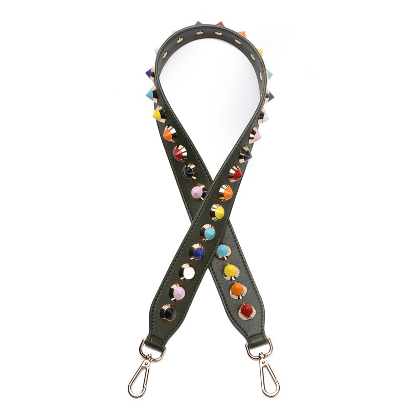 Double Sided Cowhide Shoulder Strap for Bags - Rivets & Adjustable Length
