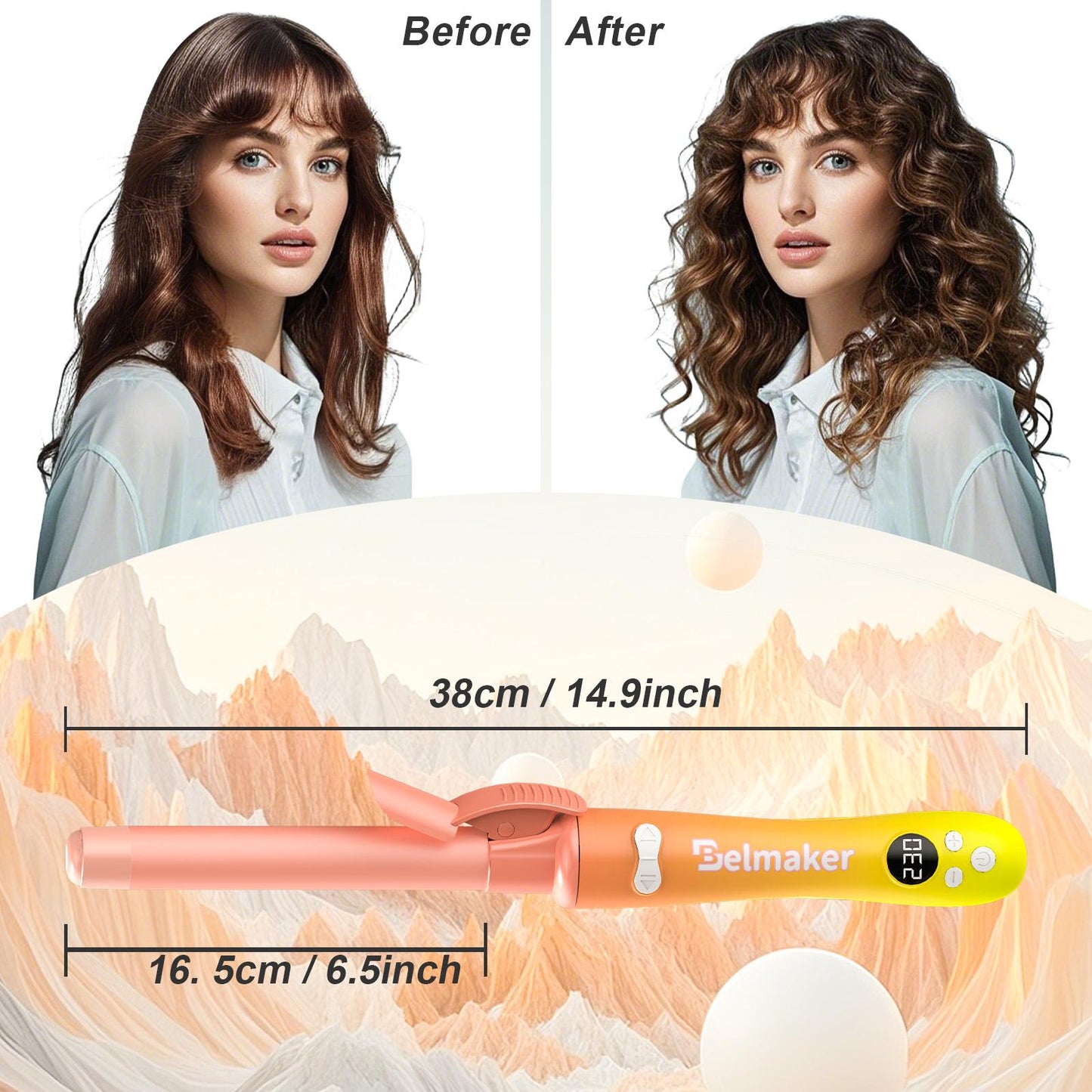 Rotating Ceramic Curling Iron - 1-Inch Barrel with Auto Shut-Off