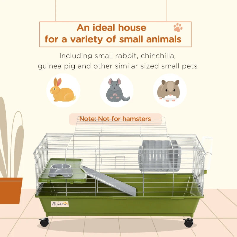 Small Animal Cage for Rabbits & Guinea Pigs - Green, 915x475x180mm