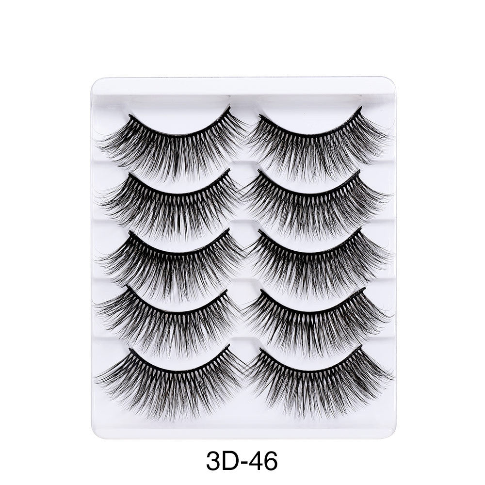 Natural 3D False Eyelashes 5 Pairs - Dense, Curly, Lightweight