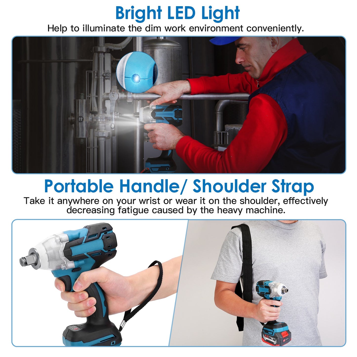 Cordless Impact Wrench 3-in-1 Brushless Power Tool with 2 Batteries, Sockets & Bits