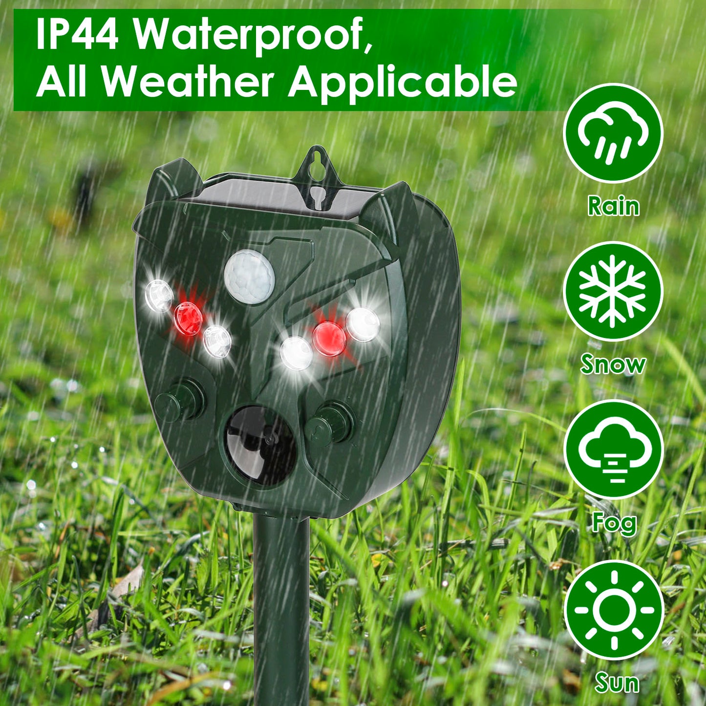 Ultrasonic Solar Animal Repeller - Waterproof Mouse Chaser for Yard