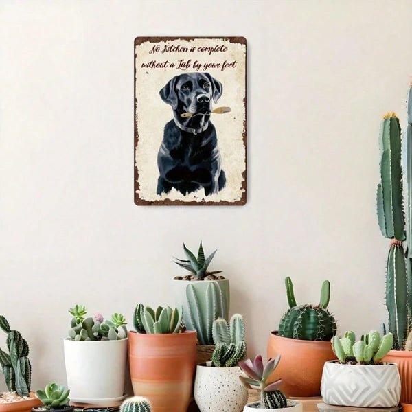 Vintage Labrador Metal Tin Sign - Rustic Wall Art 8x12 Inch