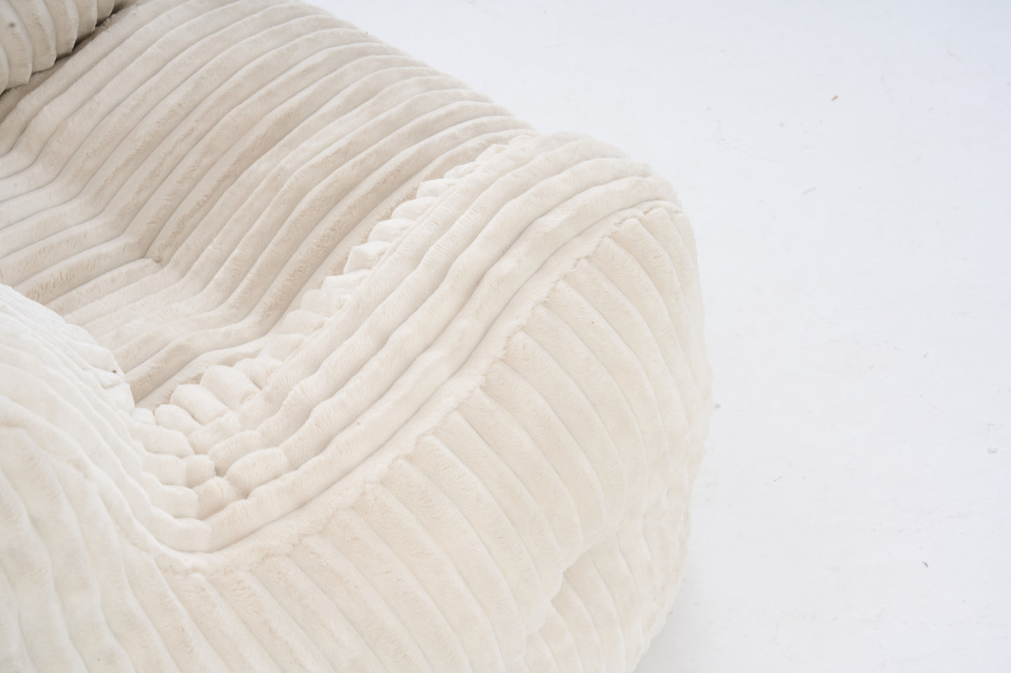 Soft Corduroy Bean Bag Chair with Memory Foam - Beige