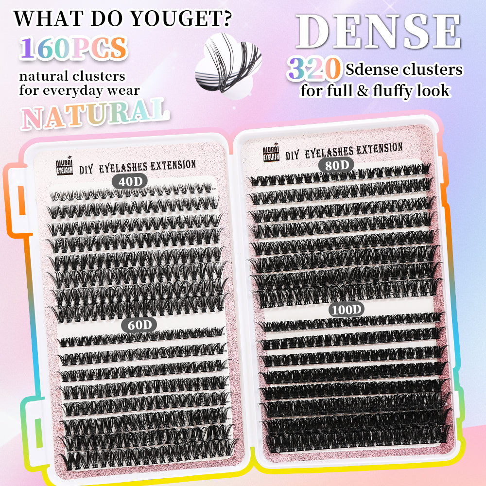 32-Row Segmented Cluster Eyelash Set - 640 Individual Lash Segments