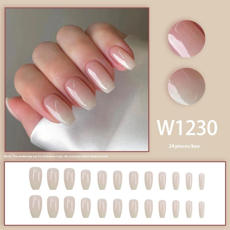 Pink Mid-Length Nail Sequins Set with Glue for Nail Art - Cute & Simple Design
