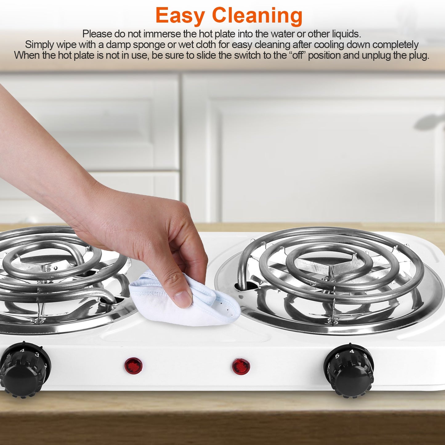 2000W Electric Double Burner Hot Plate - Portable Cooking Stove