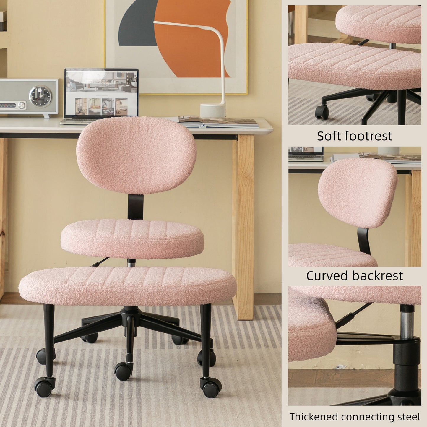 Ergonomic Office Chair with Back Support - Pink Meditation Design