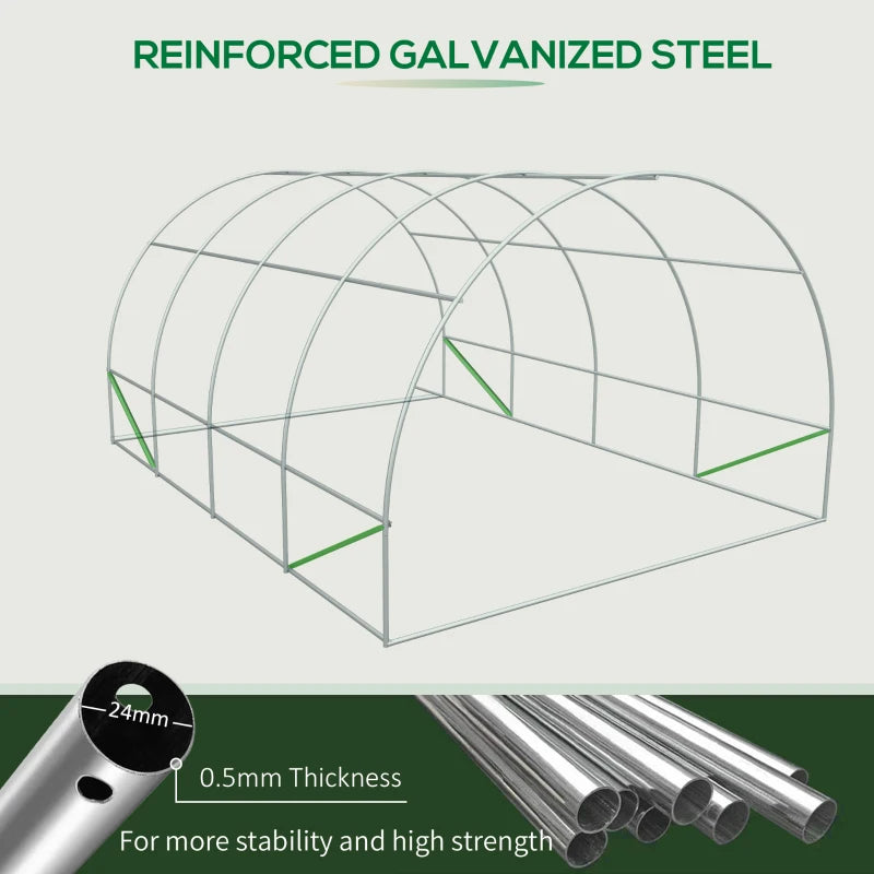Outdoor Walk-In Greenhouse with Steel Frame & PE Cover - Green
