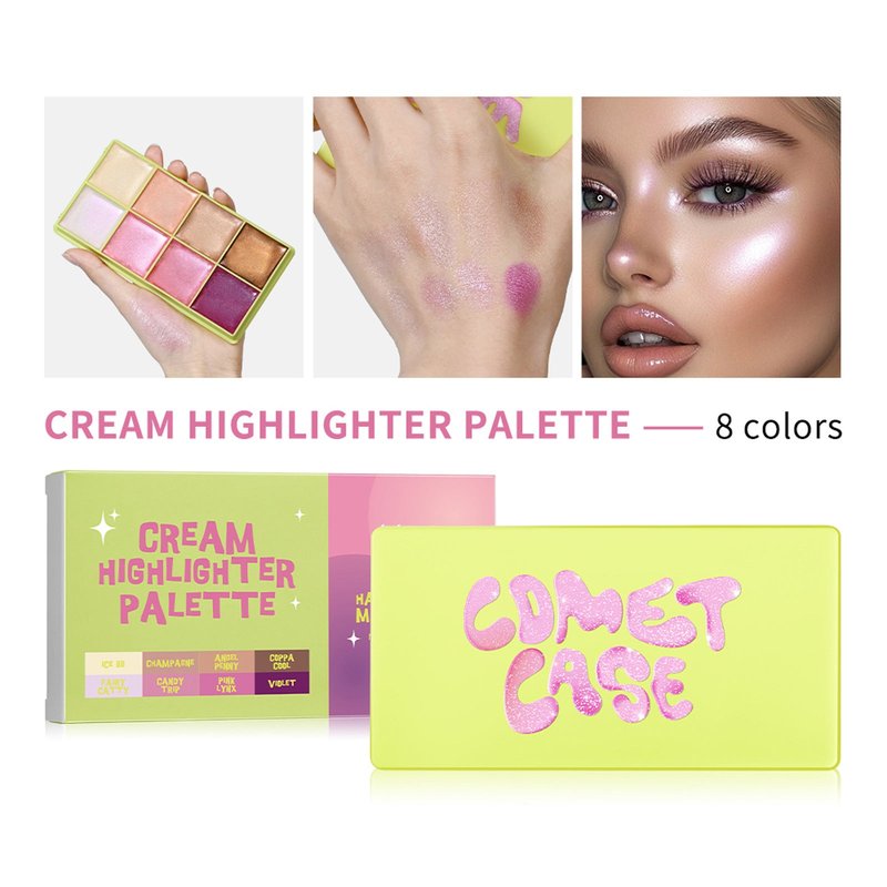 8-Color Highlighting Powder Palette for Face Makeup Brightening & Repairing