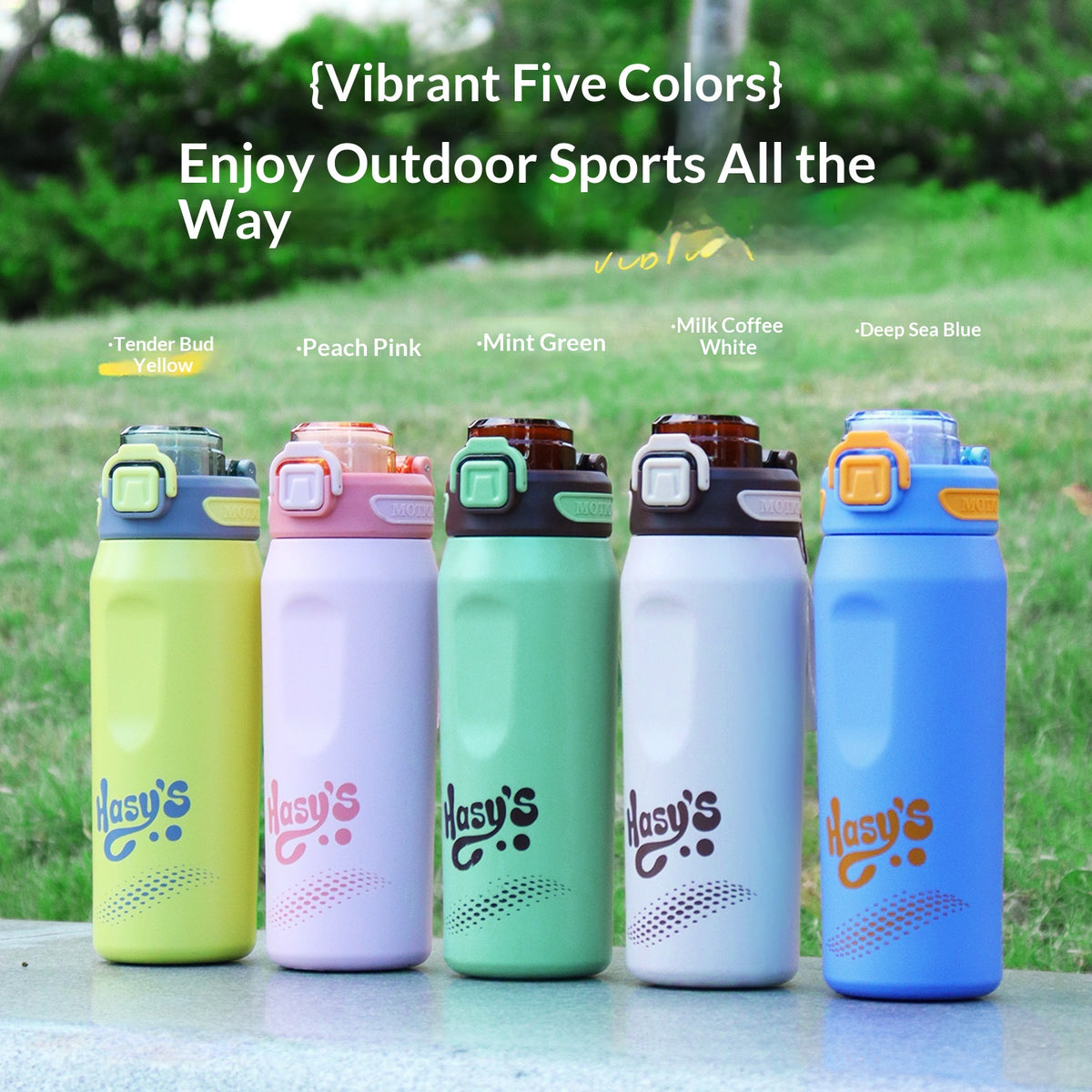 600ml Stainless Steel Outdoor Water Bottle with Carrying Strap - Multiple Colors