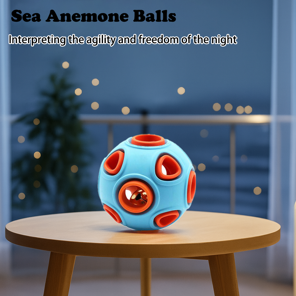 Dog Rubber Ball with Bell Sound 2-Pack - Interactive Pet Chew Toys for Small Dogs