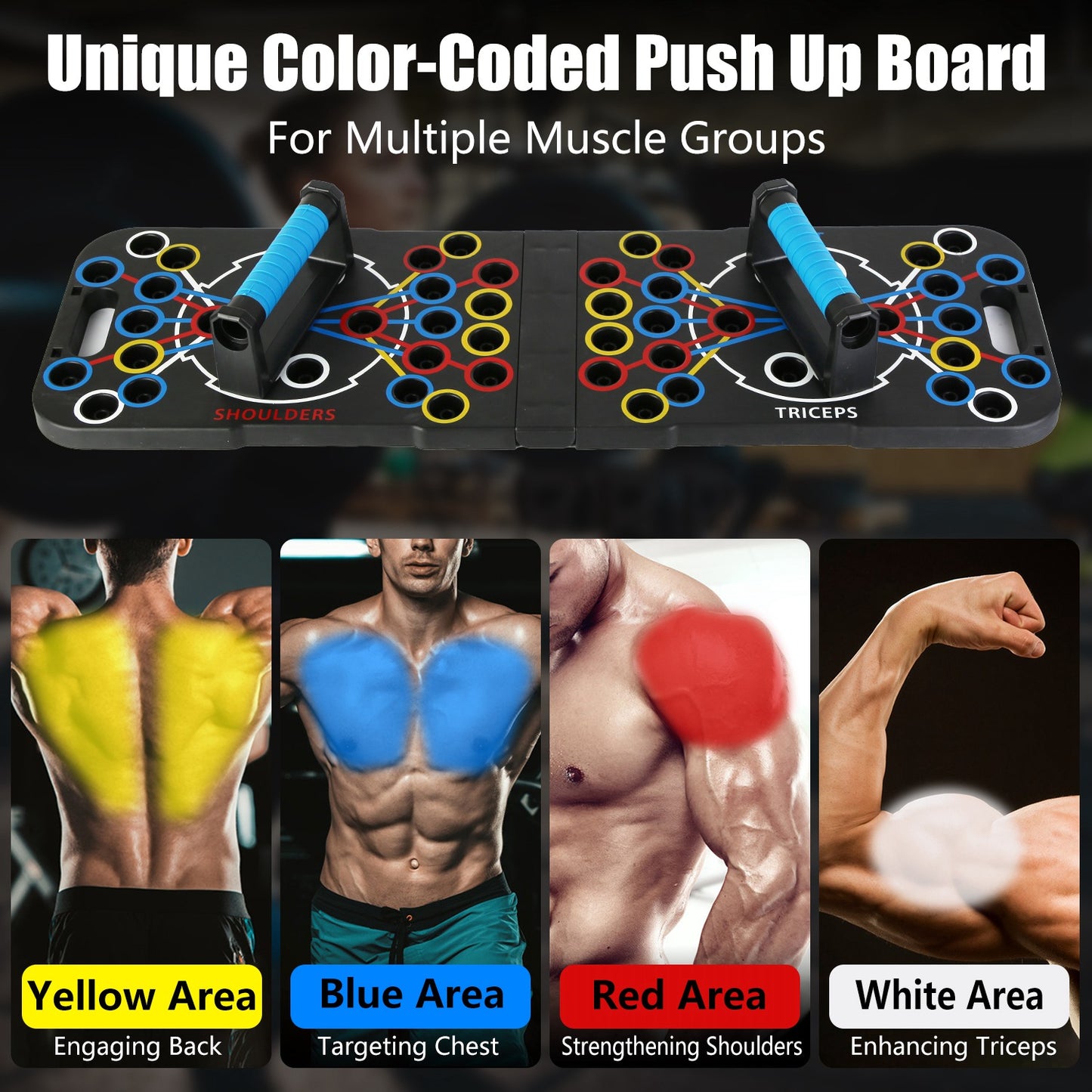 Multifunctional Push Up Board with 15 Fitness Accessories - Black