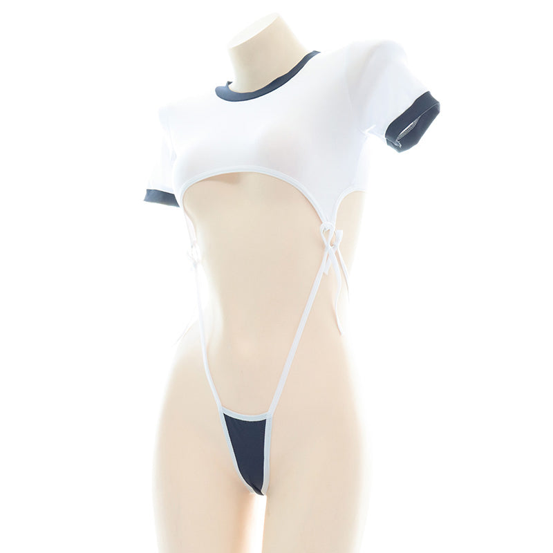 Women's Cross-Back One-Piece Gymnastics Leotard with Straps - White
