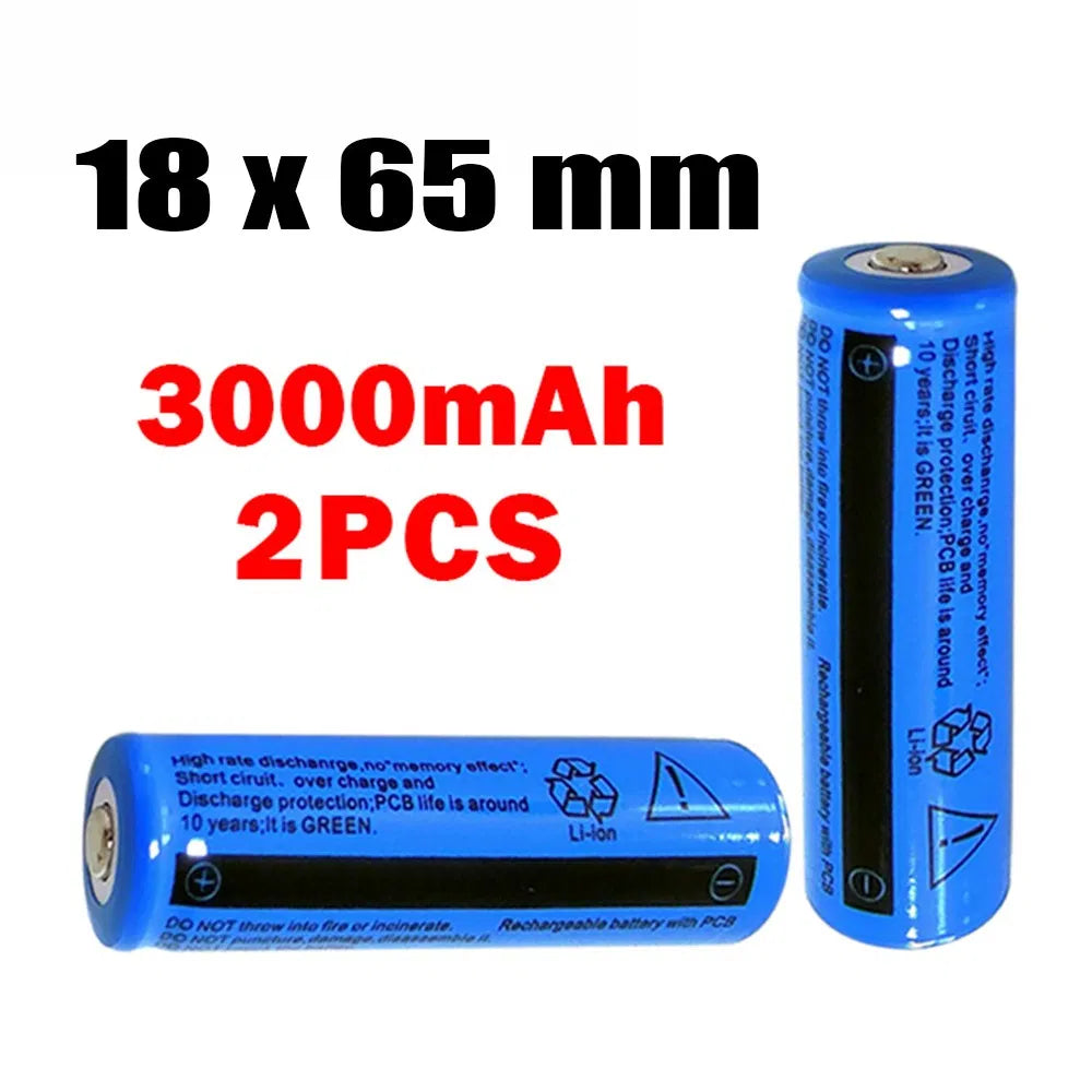 Rechargeable 3000mAh 3.7V Li-ion Battery for Flashlights & Power Tools - Multiple Quantities