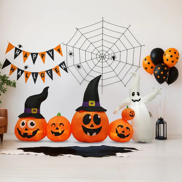 8FT Halloween Inflatable Pumpkin Ghost Decoration with LED Lights