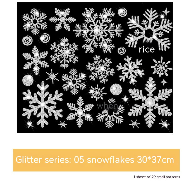 Glitter Decorative Wall Stickers Christmas Snowflake Set for Festive Wall Decor