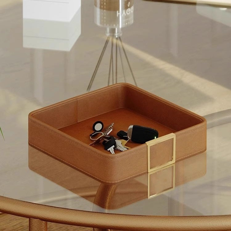Leather Key Storage Box Light Luxury Organization Case for Home & Office