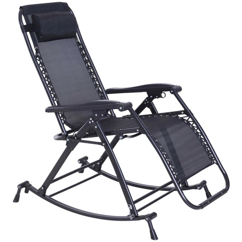 Zero Gravity Reclining Rocking Chair with Cup Holder - Black