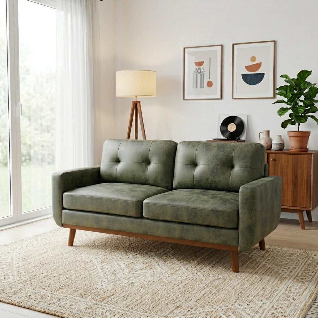 65-Inch Modern Minimalist Two-Seater Sofa - Olive Green
