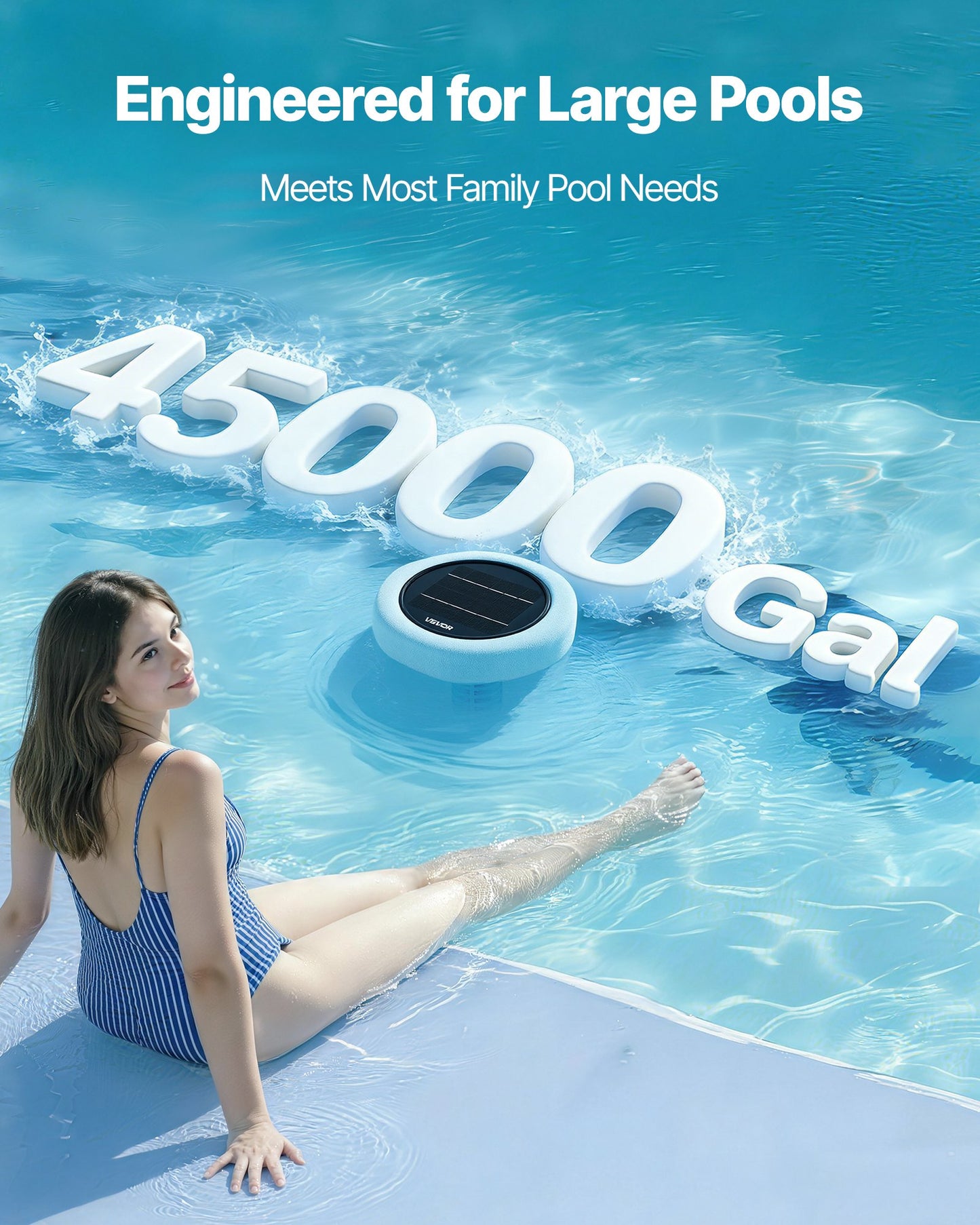 Solar Pool Ionizer for Up to 45,000 Gallons - Copper Water Purifier & Cleaner