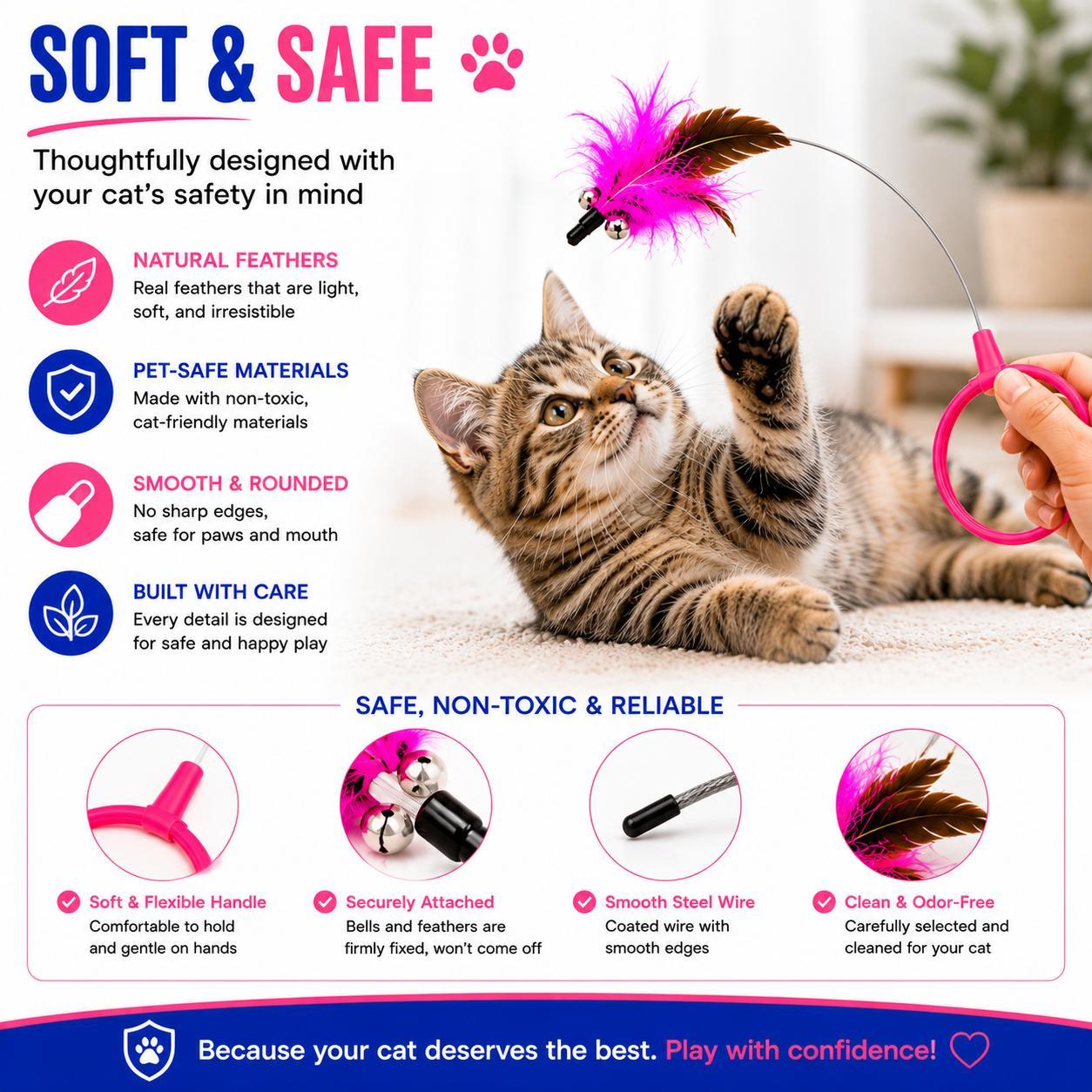 Interactive Cat Feather Collar Toy - Self-Play Pet Teaser for Indoor Cats
