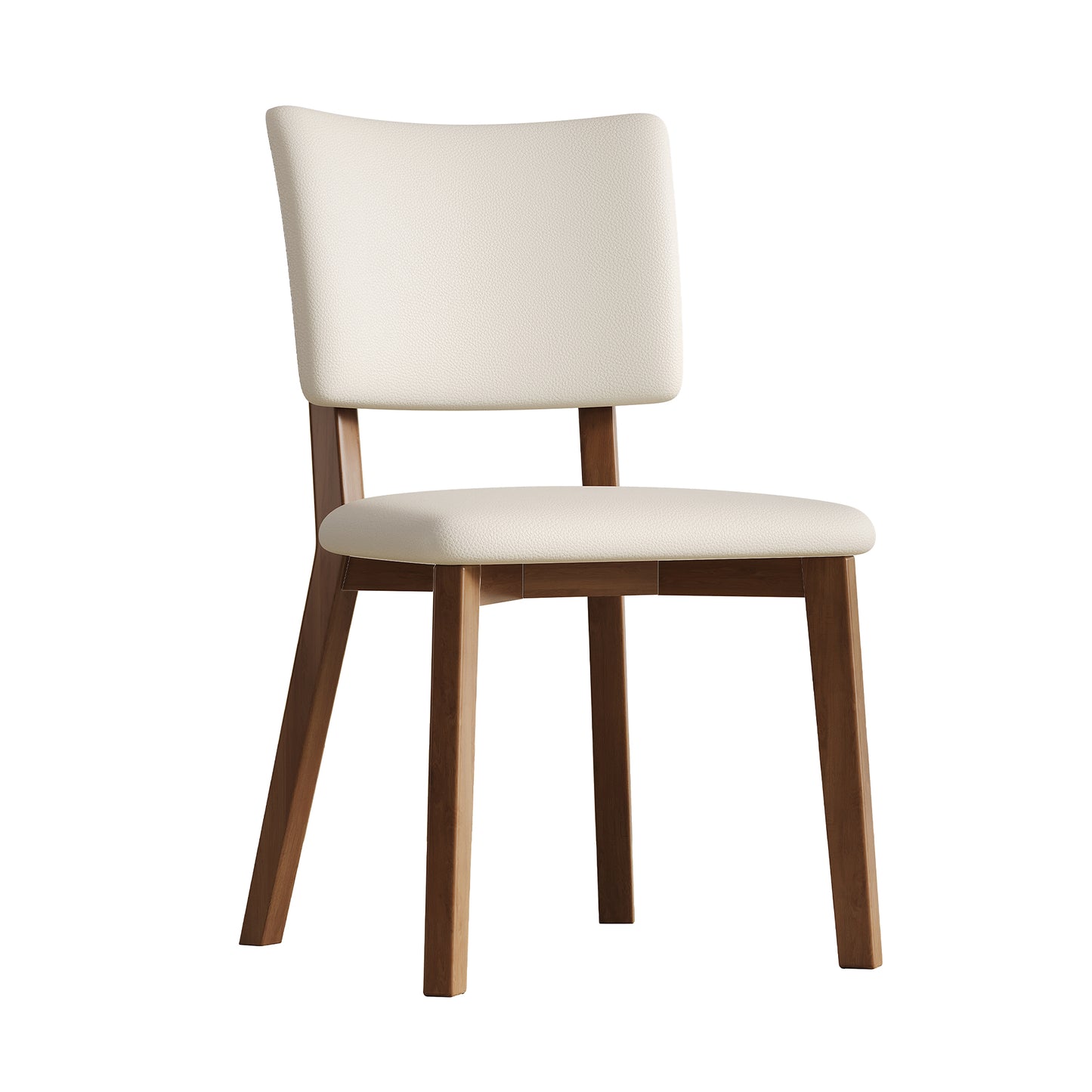 Mid-Century Modern Solid Wood Dining Chairs Set of 2 - White & Walnut
