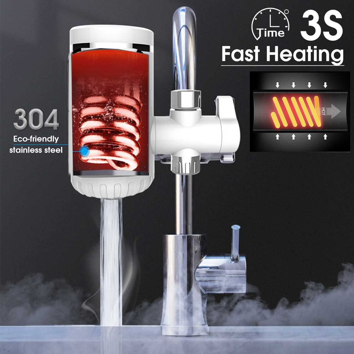 Electric Faucet Connector No Installation Needed - White