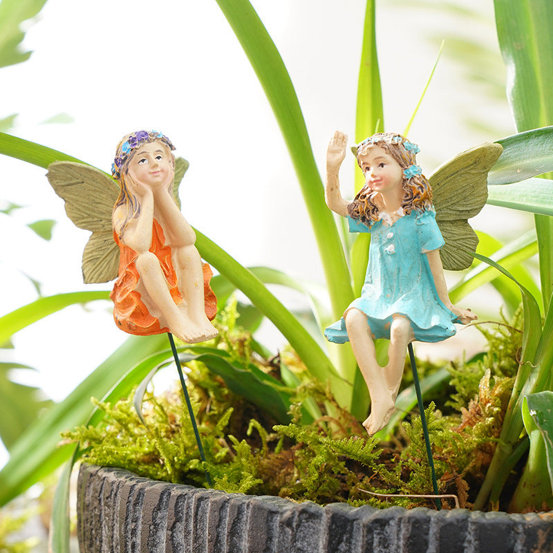 Resin Butterfly Fairy Garden Decor - Outdoor Butterfly Flower Vase Set