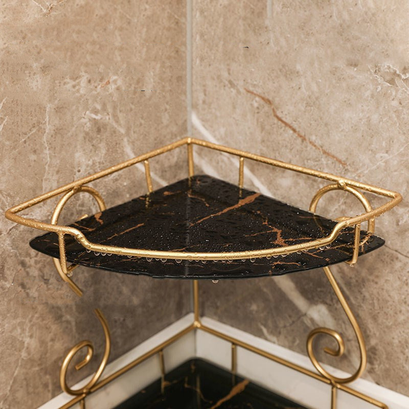 Light Luxury Triangle Bathroom Shelf Multi-Layer Storage Rack White Black Gold