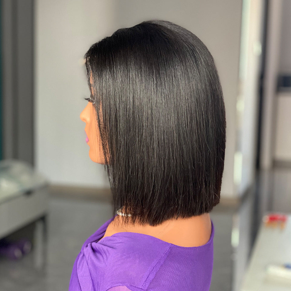 Vietnam Bone Straight Human Hair Wigs - 8 Inch Bob Style, Natural Look, Heat-Dyeable