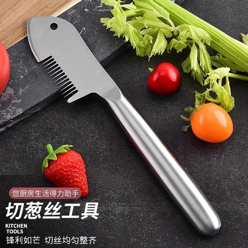 Stainless Steel Scallion Chopper - Multifunctional Onion & Herb Cutter