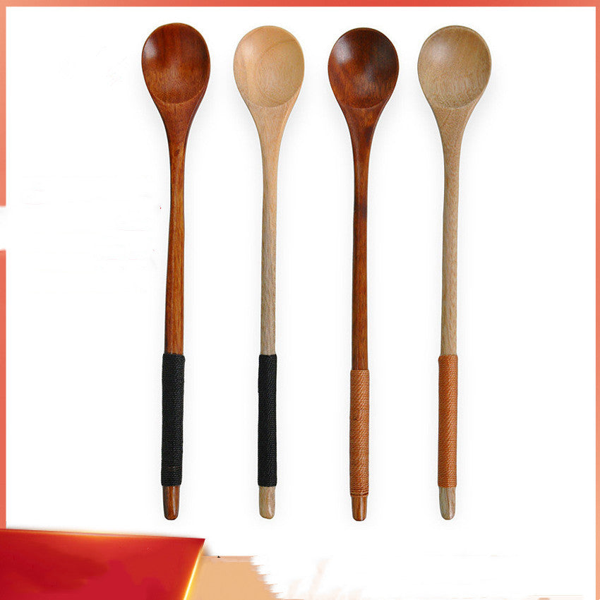 Long Wooden Mixing Spoon for Kitchen Use - Durable & Handcrafted