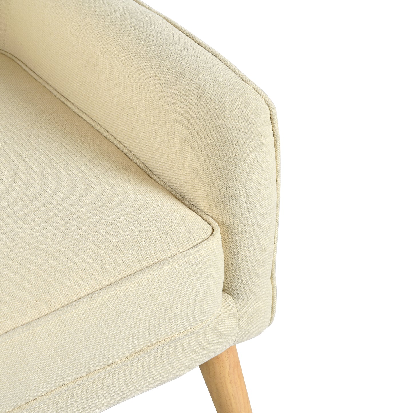 Mid-Century Modern Accent Chair - Beige Tufted Fabric Armchair