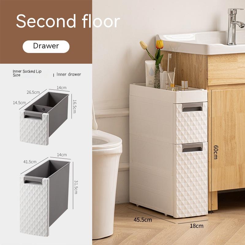 Plastic Multi-Layer Corner Toilet Storage Shelf Bathroom Organizer with Wheels