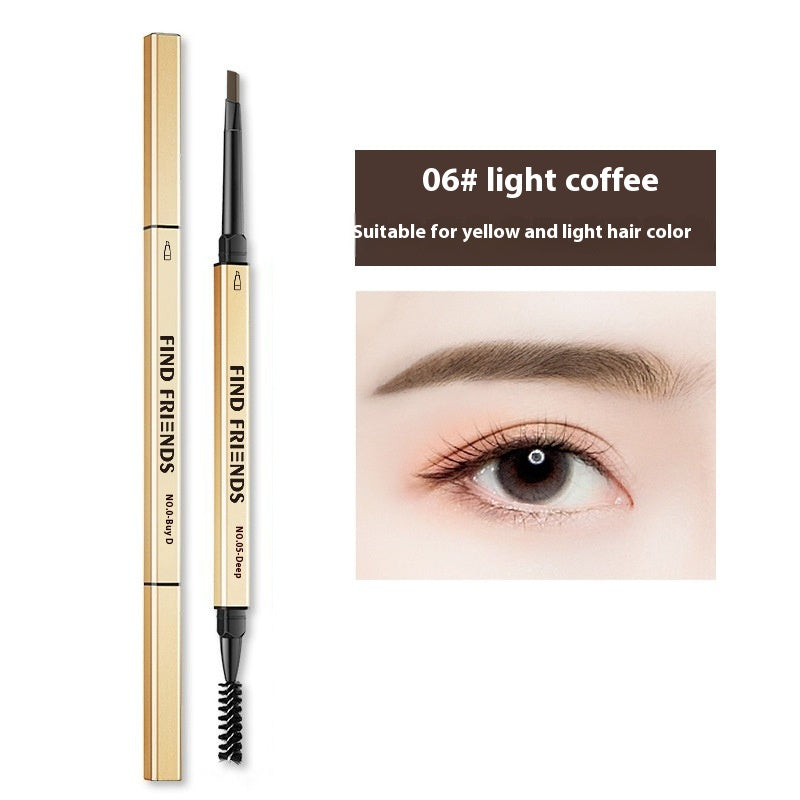 Waterproof Double-Headed Automatic Eyebrow Pencil - Smear-Proof, Natural Finish