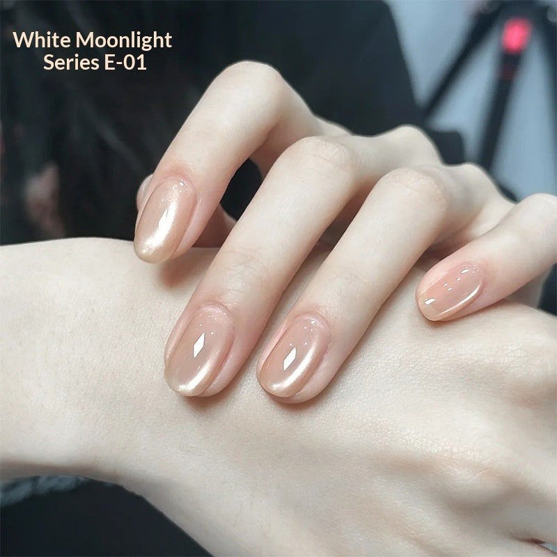 White Moonlight Ceramic Cat Eye Nail Gel Polish - Porcelain White Varieties