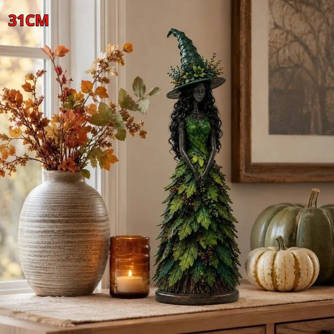 Halloween Witch Statue for Home Decor - Autumn Resin Ornament