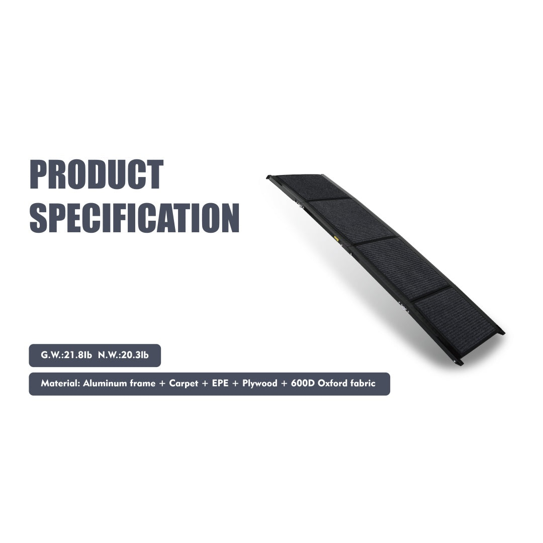 Portable Dog Ramp for Car SUV & Truck - 71 Inch Aluminum Non-Slip Surface, Supports Up to 250 lbs