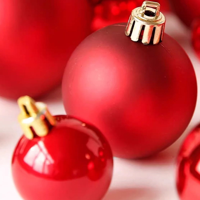 Christmas Decoration Red Ball Set - Electroplated Plastic Ornaments for Tree Atmosphere